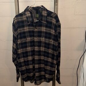 Timberland Heavy 100 cotton Plaid Button-Up Shirt XL Black and Tan